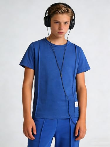 Image of OLMRJKD Boys 2 Piece Outfits Color Block Clothes Short Sleeve T Shirt and Camouflage Pants Summer Clothing Sets