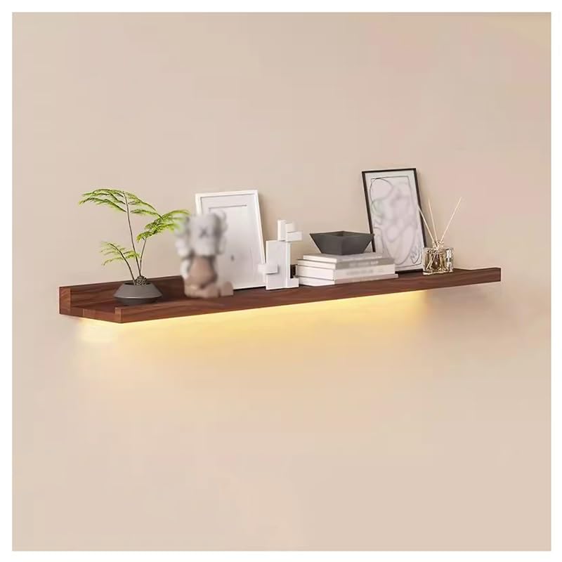 Étagères flottantes avec LED pour illuminer et sublimer votre déco murale marron