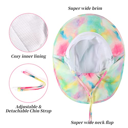 Kids Sun Hat UPF 50+ Sun Protection Summer Toddler Beach Hats Wide Brim Fishing Hat Neck Flap for Girl Boy Ages 2-104