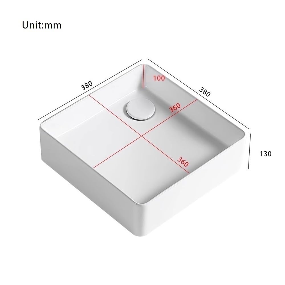 Durevole Lavandino da bagno in ceramica da 38 x 38 x 13 cm, moderno, minimalista, rotondo, bianco, da appoggio Facile da pulire