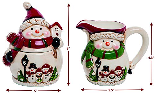image for Transpac Set of Snowman Sugar & Creamer Server Ceramic Christmas Kitch