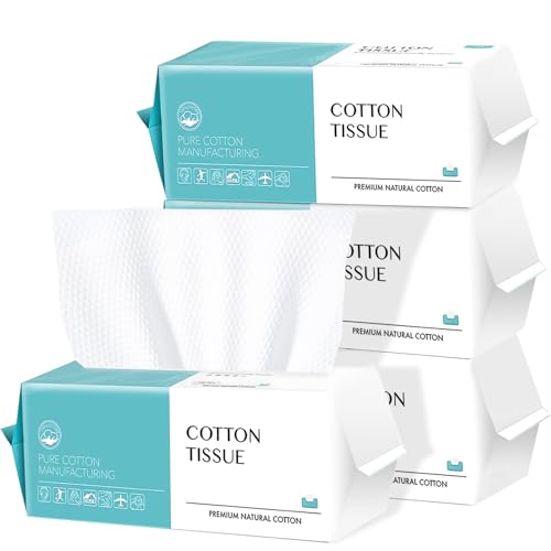 Image of Disposable Face Towel 400 Count, Soft Cotton Facial Dry Wipes, Multi-Purpose for Skin Care, Makeup Remover, Face Wipes and Facial Cleansing