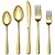 20 Pcs Gold Silverware Set, Stainless Steel Flatware Set for 4, Food-Grade Cutlery Set, Mirror Polished Tableware Eating Utensils Set for Home Kitchen, Include Knife Fork Spoon Set, Dishwasher Safe