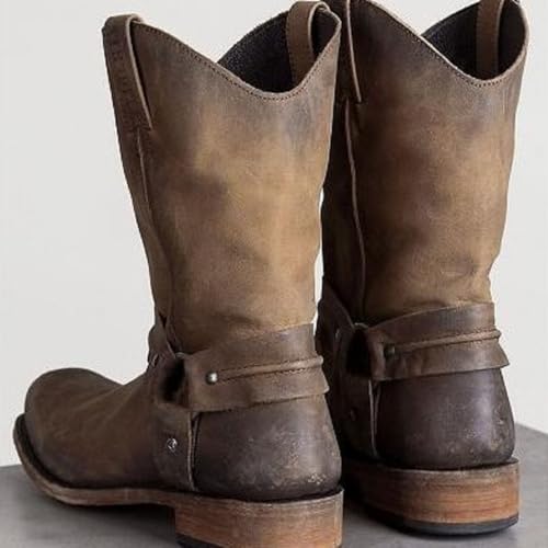 Cowboy Boots For Men Brown Western Boot Square Toe Pull-on Boots Traditional Working Boots2