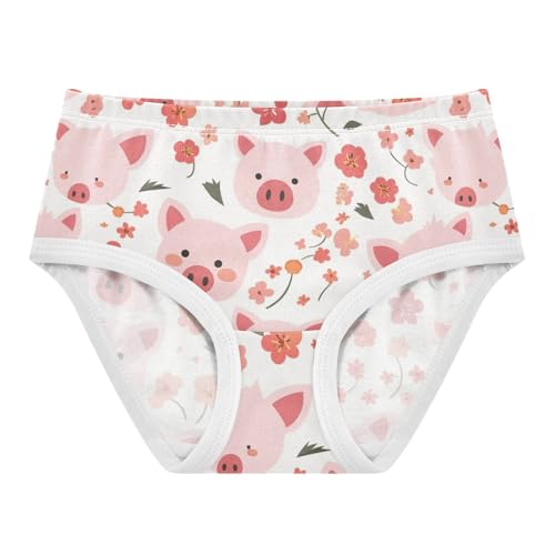 Wusikd Pig Face Girls' Underwear Cotton Pink Flowers Girls Briefs Soft Toddler Underwear 2T