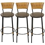 KIT 3 BANQUETAS BANCO ALTO COZINHA AMERICANA AREA GOURMET JUNCO VIME (MARROM)