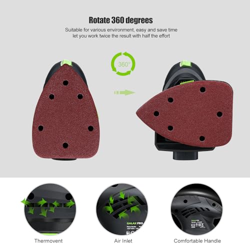GALAX PRO 200W Detail Sander - 12000 OPM Electric Orbital Sander Paired with Dust Collection and 10 Pieces of Sandpaper - Image 5