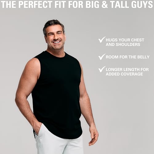 STRONGSIZE Big and Tall Men’s Muscle Tank Tops – Sleeveless Muscle Shirts for Men – Longer Length, Premium Stretch Cotton2