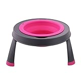 Dexas Popware for Pets Single Elevated Pet Feeder, Small, Gray/Pink