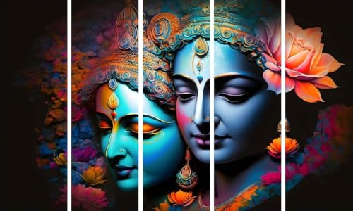 Image of KYARA ARTS Radha Krishna Wall PaintingWith Frame for Living Room, Bedroom, Office, Hotels, Drawing Room Wooden Framed Digital Painting (60inch x 36inch) 01
