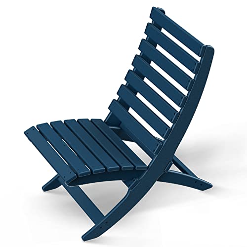 Briopaws Outdoor Folding Adirondack Chair, Weather Resistant Portable Fire Pit Chairs, Hdpe Plastic Camping Chair For Beach Poolside Fishing Campfire Patio Garden Indoor Lawn, Support 350 Lbs, Blue #TOP13