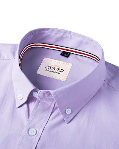 Image of Alimens & Gentle Mens Solid Oxford Shirt Long Sleeve Dress Shirt Work Casual Button Down Shirts with Pocket