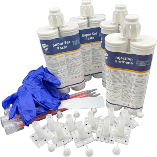 SolidFix Wall Crack Pro Repair Kit - Stops Basement & Foundation Leaks Permanently - Professional Urethane Injection System - DIY Friendly (Repairs 10ft of Cracks - Without Tool)