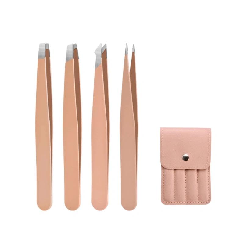 Conjunto de 4 pinças de aço inoxidável – pontas de precisão para modelar sobrancelhas,