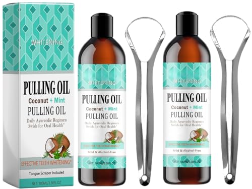 Aceite Blanqueador,2pcs Aceite de Coco Enjuague Bucal para Dientes,Oil Pulling,Aceites de Coco Natural Enjuagues Bucal,Aceit de Cocos Natural Colutorio Enjuague Bucals