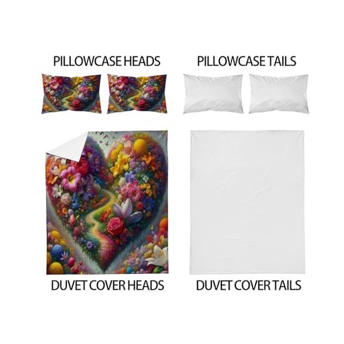 Housse de couette King en microfibre avec imprimé 3D de plantes - 4