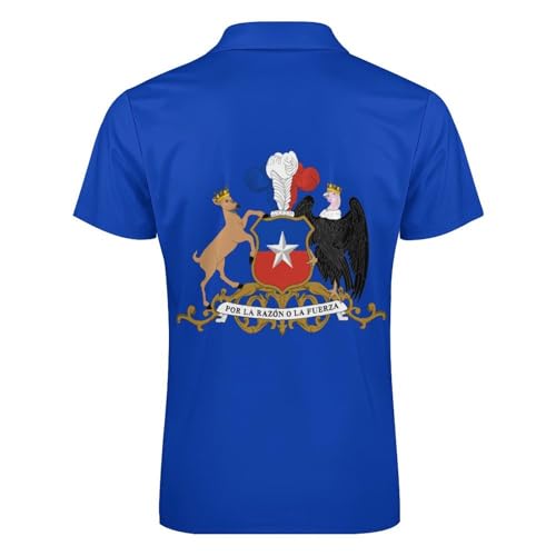 Polo homme manches courtes drapeau chilien bleu décontracté