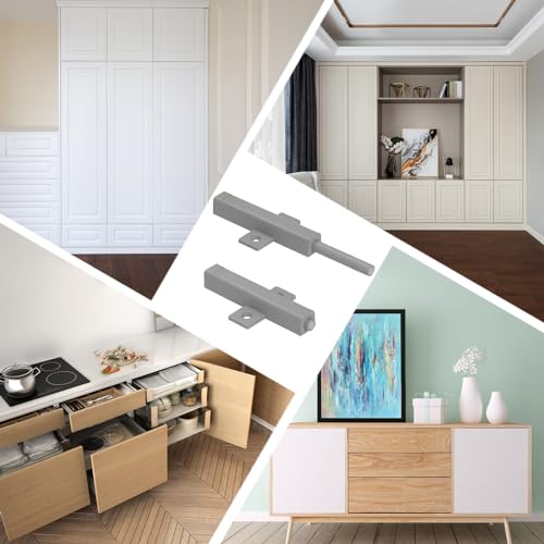 Push to Open Türöffner Jiayi 4 Stück Schwer Hochleistung Push Open Magnet Drucktüröffner Schrank Leistungsstark 48 N Feder Freigabe Fangen für Groß Kleiderschrank Kleiderschrank Grau