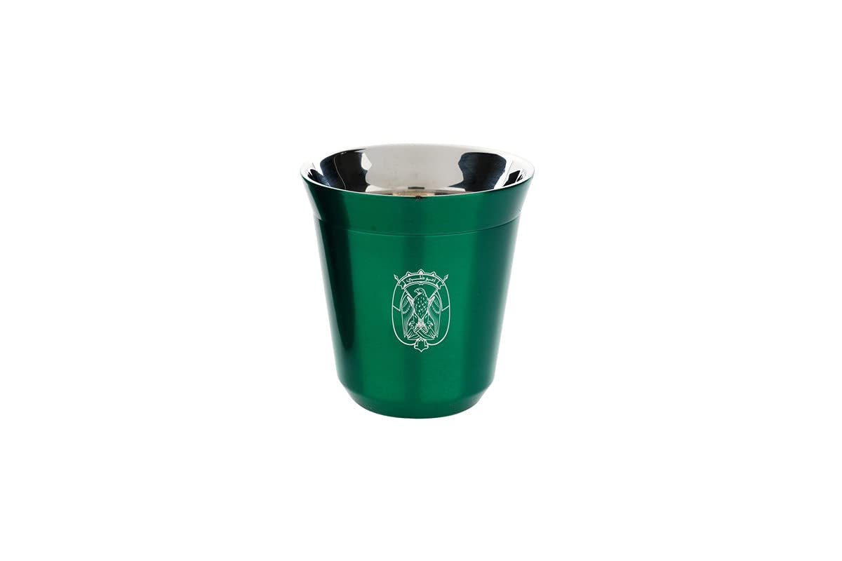 ROVATTIStainless Steel Abu Dhabi Logo Printed Green Espresso Coffee Cup 175 ml (Pack of 2) | Coffee Cup | Espresso Cup | Pack of 2 Coffee Cup | Steel Cup | Steel Coffee Cup | Tea Cup |Cappuccino Cup