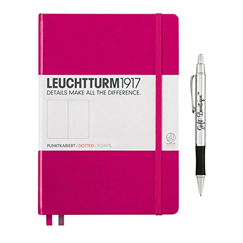Leuchtturm1917 Medium Size Hardcover A5 Berry Notebook - Dotted Pages with Pen