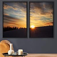 2 Piece Framed Canvas Wall Art Sunset in The Trees Canvas Prints Home Artwork Decoration for Living Room,Bedroom - 16