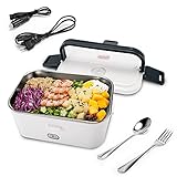 Bandeja con gran capacidad – 2 recipientes interiores extraíbles separan cómodamente sus diferentes platos (arroz, frutas, verduras, sopas y otros alimentos) con una capacidad de 0,45 l o 1,8 l.