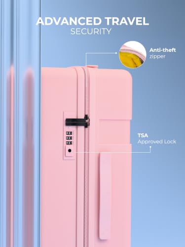 Image of EUME Classic Check-in Large 75 Cm Luggage Trolley Bags for Travel, Pink Blaze | Polycarbonate (PC) 8 Hinomoto Wheels Suitcase | Trolley Bag Large Size