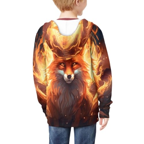 Kids Cool Wolf 3D Print Zip Up Hoodies Boy Girl Hooded Sweatshirt with Packet4