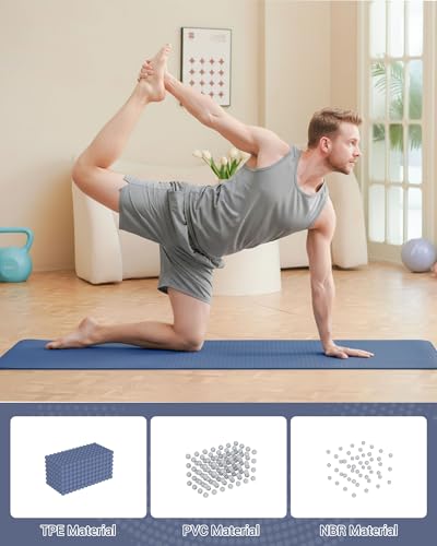 Good Nite Gymnastiekmat, yogamat, fitnessmat, antislip, trainingsmat, sport, turn, pilates, mat, vloerturnmat met draagriem, 183 x 61 x 0,6 cm (marine/blauw) - Afbeelding 6