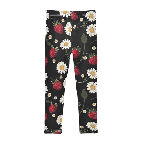 Daisy Red Strawberry Girls Casual Leggings for Kids Printed Long Pant Bottoms Stretch and Soft2