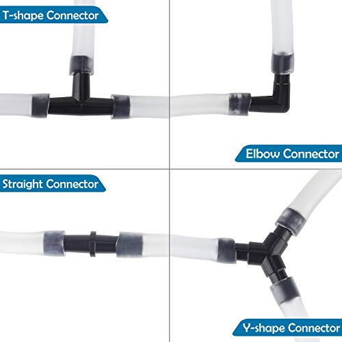 Image of Pawfly 40 Piece Aquarium Airline Tubing Connectors Black, Aquarium Airline Tubing Connector Plastic Inline Valve