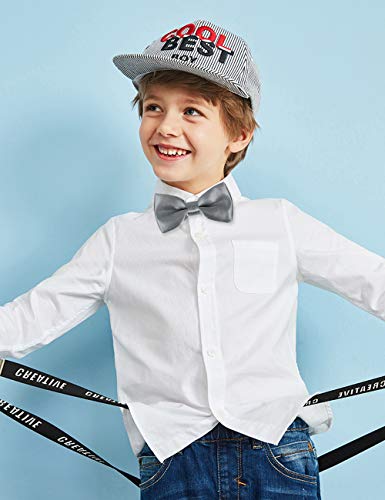 Alizeal Solid Banded Adjustable Length Pre-Tied Boy's Bow Tie (Gray) #TOP6