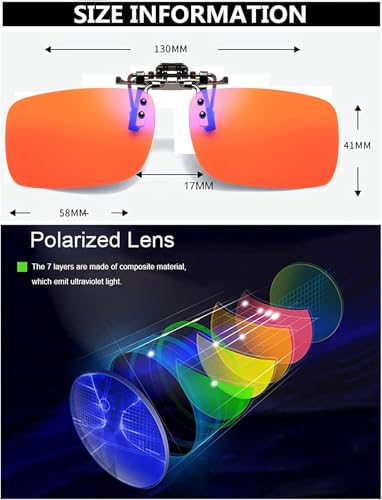 Image of Clip on Flip up Polarized Lens For Prescription Glasses UV Protection Sunglasses (Clear lenses not Polarized)