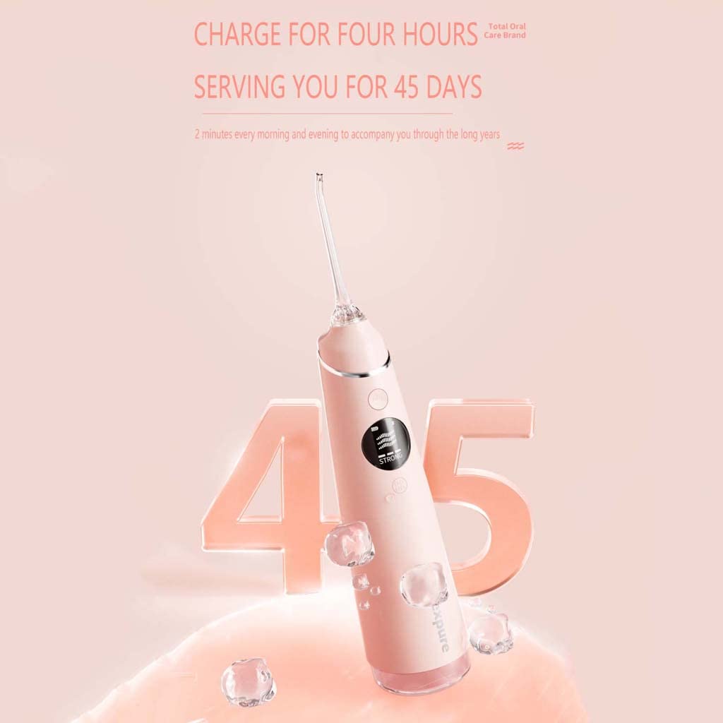 TJH Idropulsore per la Pulizia dei Denti, irrigatore Orale Senza Fili, idropulsore Impermeabile Ipx7, rimozione della placca, Ricarica USB a 4 velocità 45 Giorni casa/Viaggio