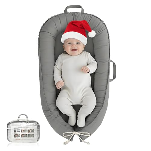Image of Baobrava Baby Lounger - Infant Lounger for Newborn 0-24 Months, Pure Cotton Breathable Baby Nest Lounger, Newborn Essentials Gift for Baby Boys & Girls, Portable Baby Lounger for Home and Travel