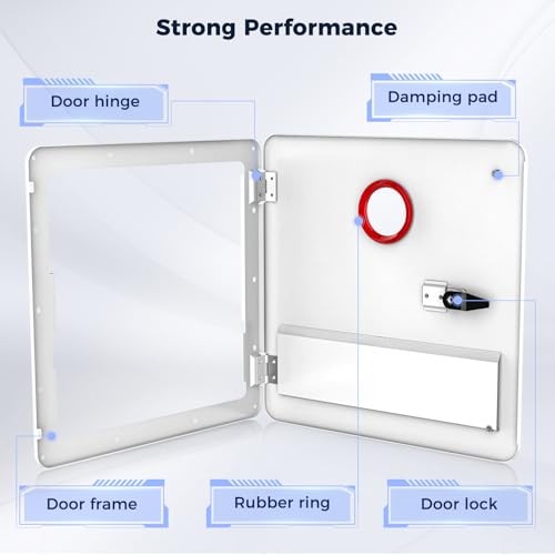 Image of CAMPLUX RV Water Heater Access Door 15 x 15 Inches, Water Heater Door with latch for 4 /6 Gallons RV Tank Water Heater, White