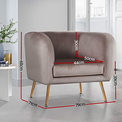 image for Artiss Armchair Lounge Chair Velvet - Beige