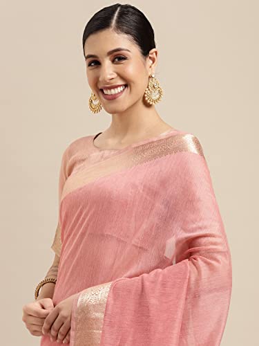 Image of AKHILAM Women's Linen Blend Jacquard Saree With Unstitched Blouse Piece (8SDZ13 Parent)