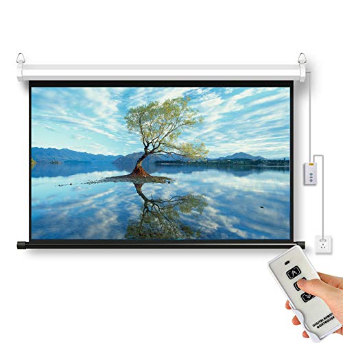 Schermo elettrico motorizzato per proiettore, 60", 4:3, bianco opaco, con telecomando, per interni ed esterni