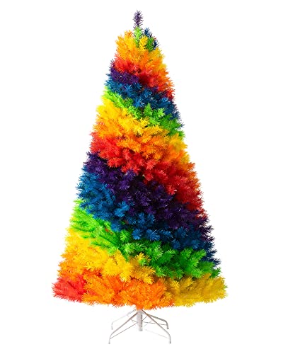 Treetopia The Original Rainbow Artificial Christmas Tree | 8 Ft Unlit Full Profile with 1507 Branch Tips and Premium White Stand