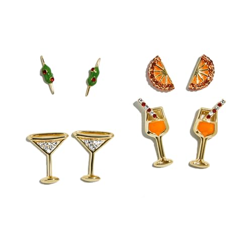 BaubleBar Happy Hour Gift Set of 4 Trendy Earrings Novelty Jewelry