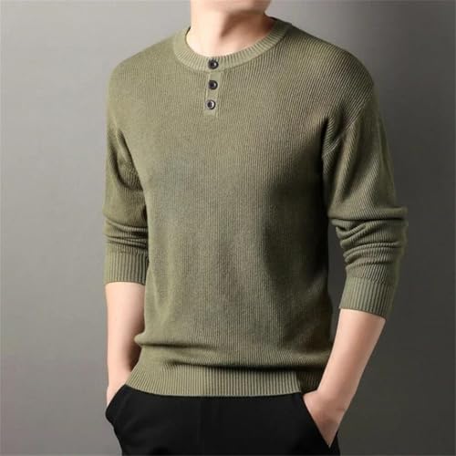 Men's Solid Color Henry Collar Warm Sweater Long Sleeve Casual Solid Pullover2