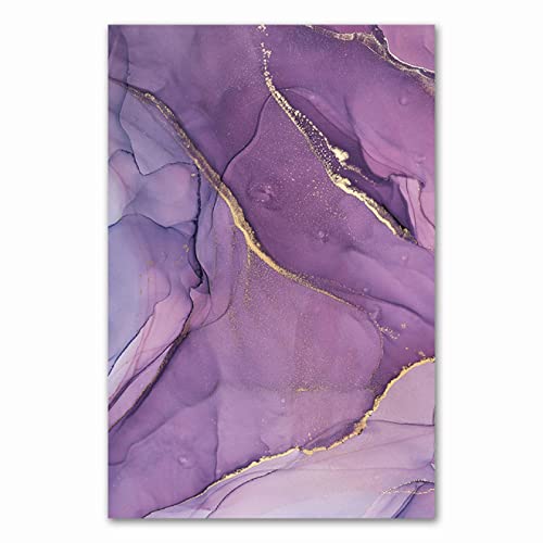 Toile violette rose or decoration salon - Impression murale abstraite 70x100cm - 5