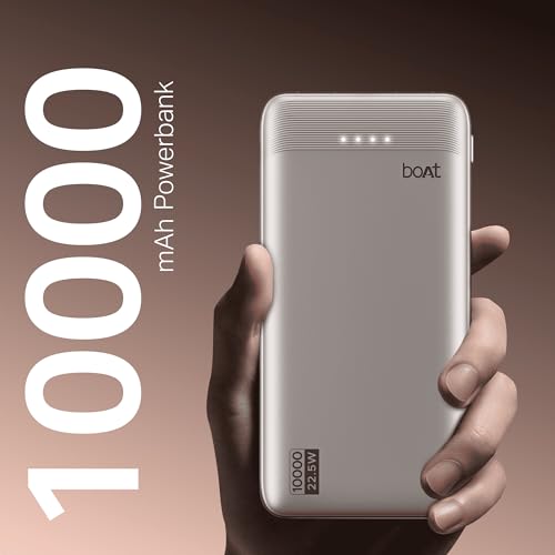 Image of boAt EnergyShroom PB300 Activ 10000mAh Power Bank with 22.5W Fast Charging, 3X Output Ports, Supports Android, iPhone, Tablets, Earbuds (Pearl Pink)