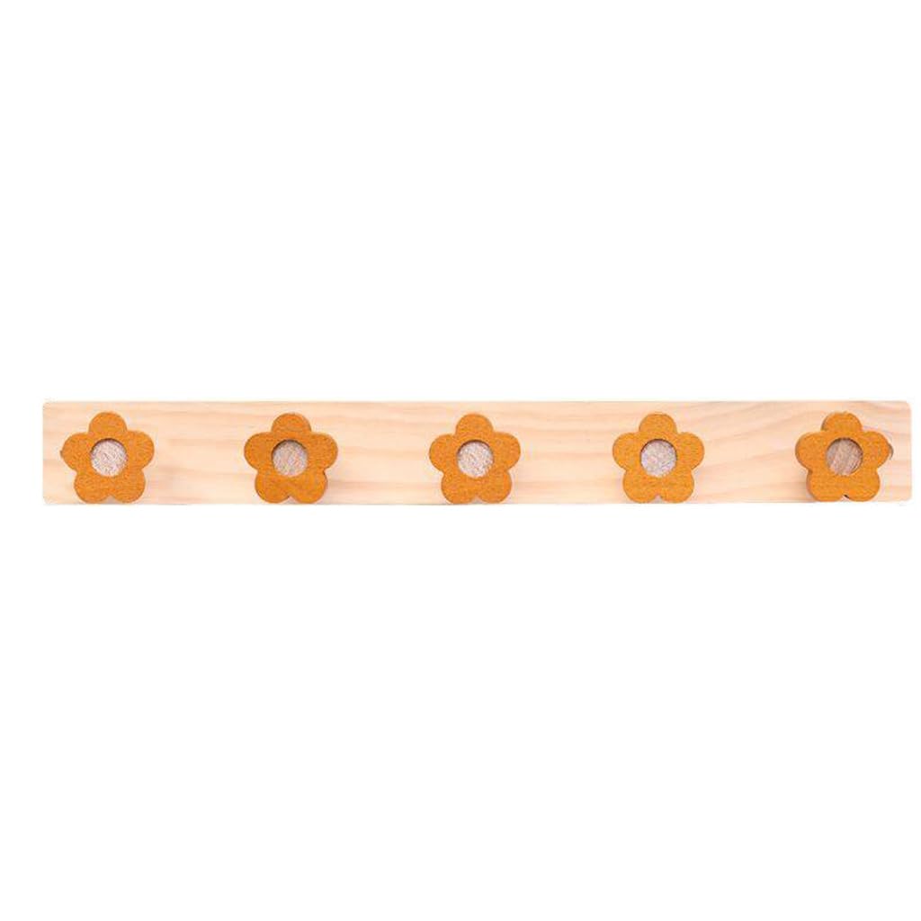 ZHOUXIAO Solid Wood Vertical Coat Rack Wall Mount,Cute Flower Coat Hooks Hanger 5hook
