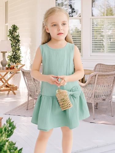 Toddler Girl Dress Baby Girl Clothes Cotton Linen Halter Sleeveless Ruffle Dresses Kids Summer Sundress with Bow2