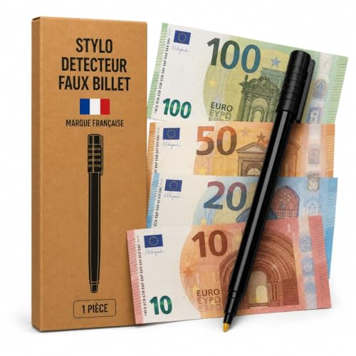 Gartiam Marque Française - Stylo Detecteur Faux Billets Euros, Vérification Rapide et Simple, Stylo Billet Banque avec Encre Réactive pour Détection...