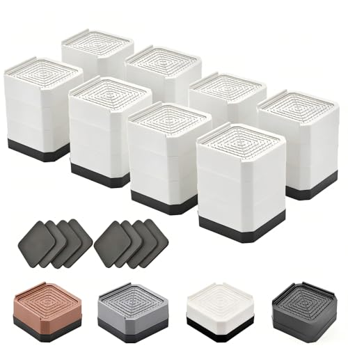 Image of EclatBain Adjustable Bed Risers 3&4.3 Inch, 4000 lbs, 8 Pack White