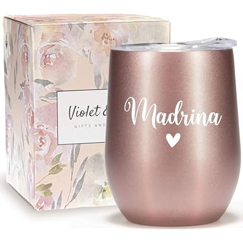 Violet and Gale Madrina gifts from godchild 12oz wine glass tumbler Madrina Proposal Gift in Spanish Rose Gold Coffee Mug for women Cover