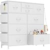 Lulive white dresser for bedroom with 10 drawers chest of drawers with side pockets and hooks pu storage dresser organizer unit for living room hallway closet white  urban country home decor